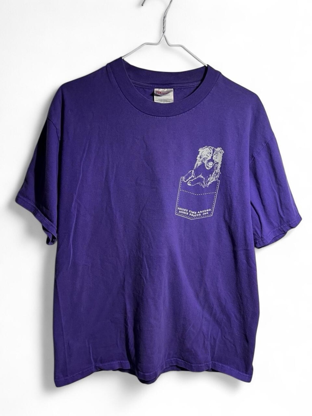 Vintage Purple Hanes Beefy-T "Aussie Rescue" Graphic Tee